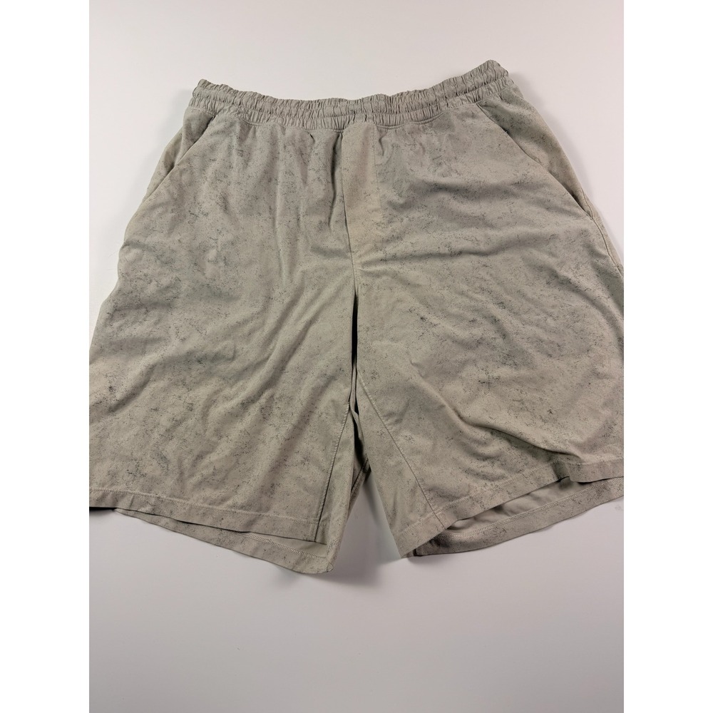 Lululemon Pace Breaker Lined Shorts 7 Mens Large Grey Acid Wash Speckle Print